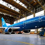 항공기 재활용 기술 - **Image Prompt: The Meticulous Disassembly of an Airliner**
    "A wide, cinematic shot of a massive...