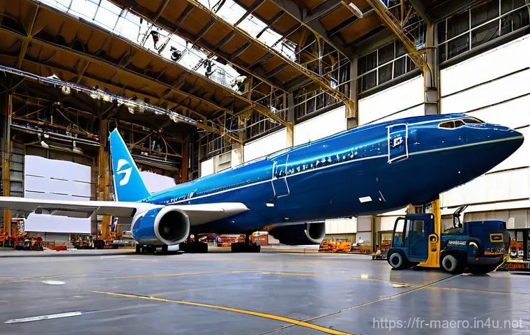 항공기 재활용 기술 - **Image Prompt: The Meticulous Disassembly of an Airliner**
    "A wide, cinematic shot of a massive...