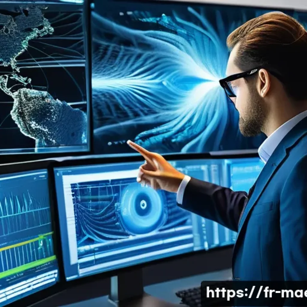 컴퓨터 유체역학  CFD - A highly detailed digital illustration of a modern aerospace engineer analyzing a 3D CFD (computatio...