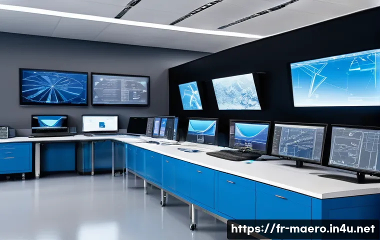 기계항공공학 학과 소개 - A highly detailed aerospace engineering laboratory scene showing engineers and students collaboratin...