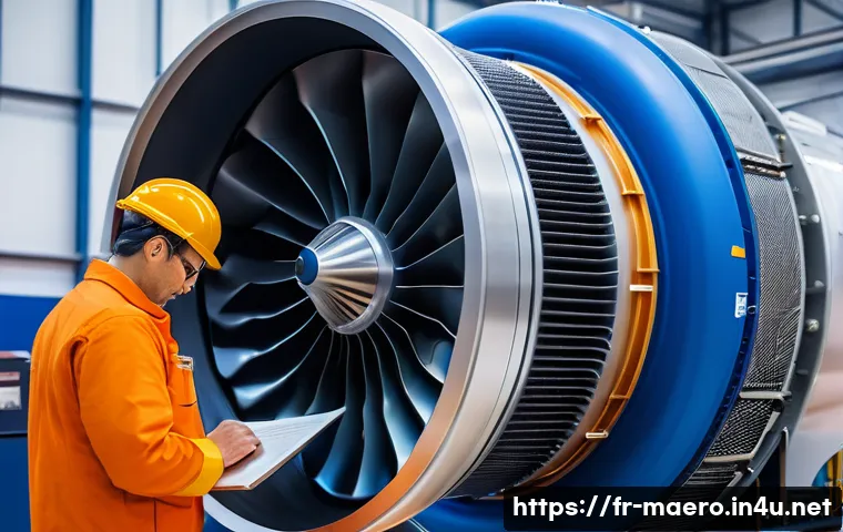 기계항공공학 연구 동향 - A close-up view of an advanced aircraft turbine engine showcasing compact architecture with high-tem...