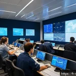 Home 22 항공사 자격증 - A modern aeronautical training center classroom in France, filled with diverse students wearing casu...