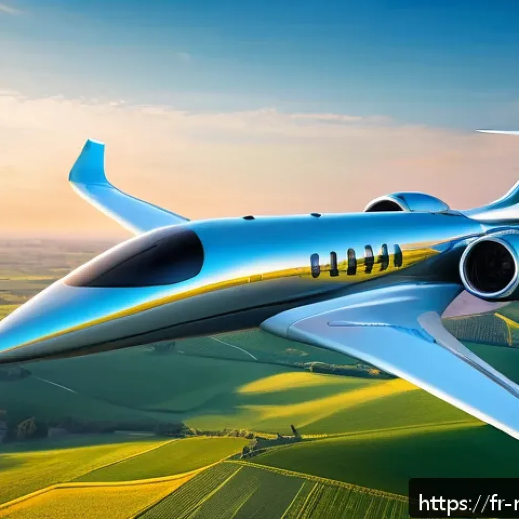 항공공학 최신 연구 - A futuristic regional aircraft with hybrid propulsion technology, featuring sleek aerodynamic design...